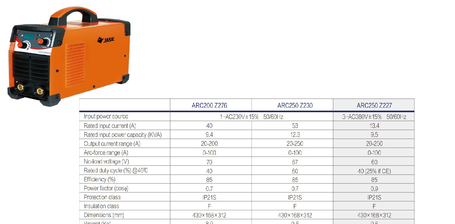 JASIC MMA/STICK ARC200/250 WELDING MACHINE